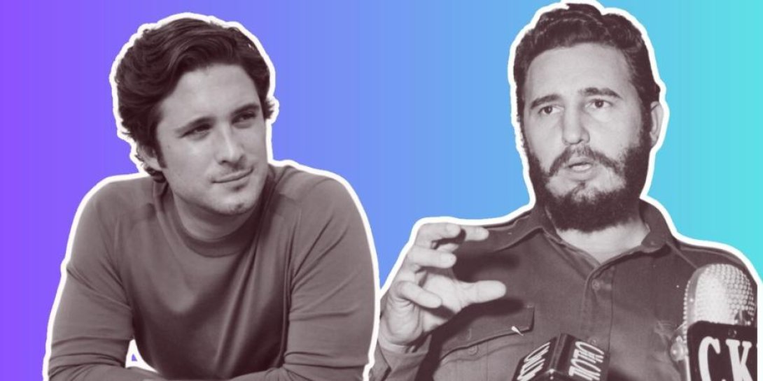 Diego Boneta (izquierda), quien encarna a Fidel Castro (derecha) en el filme "Killing Castro".