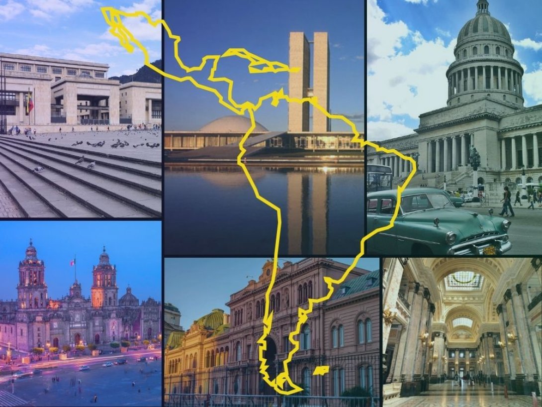 Palacios de gobierno, espacios y monumentos políticos de Latinoamérica.
