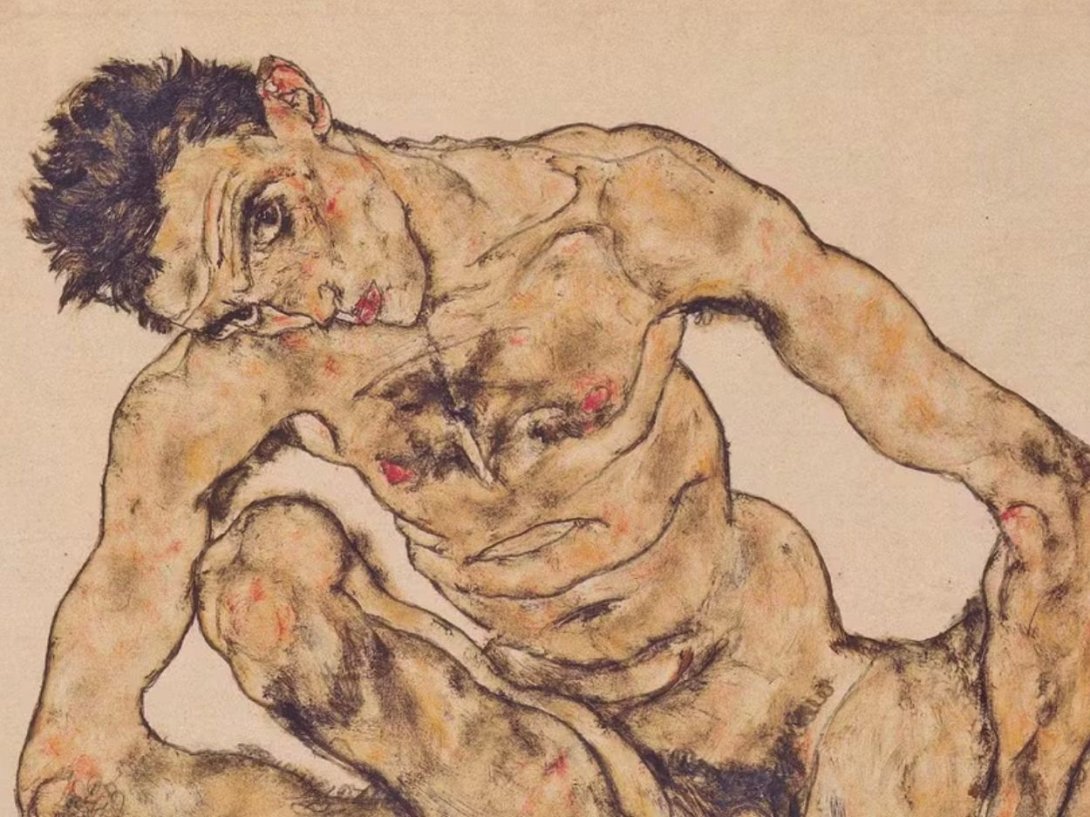 "Desnudo masculino incorporándose" (1910) de Egon Schiele.