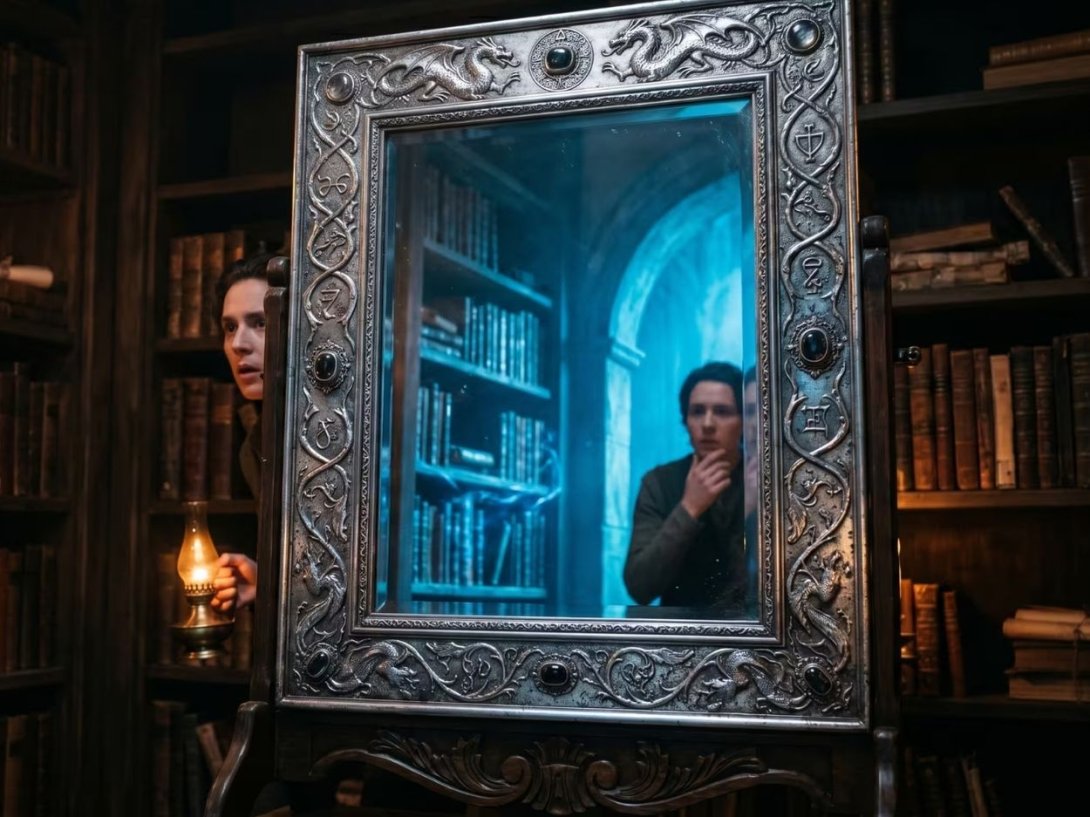 Es espejo ancestral, objeto mágico ficticio de la novela "Samuel entre dos mundos" de David Porto Díaz. Imagen tomada de la web del autor.