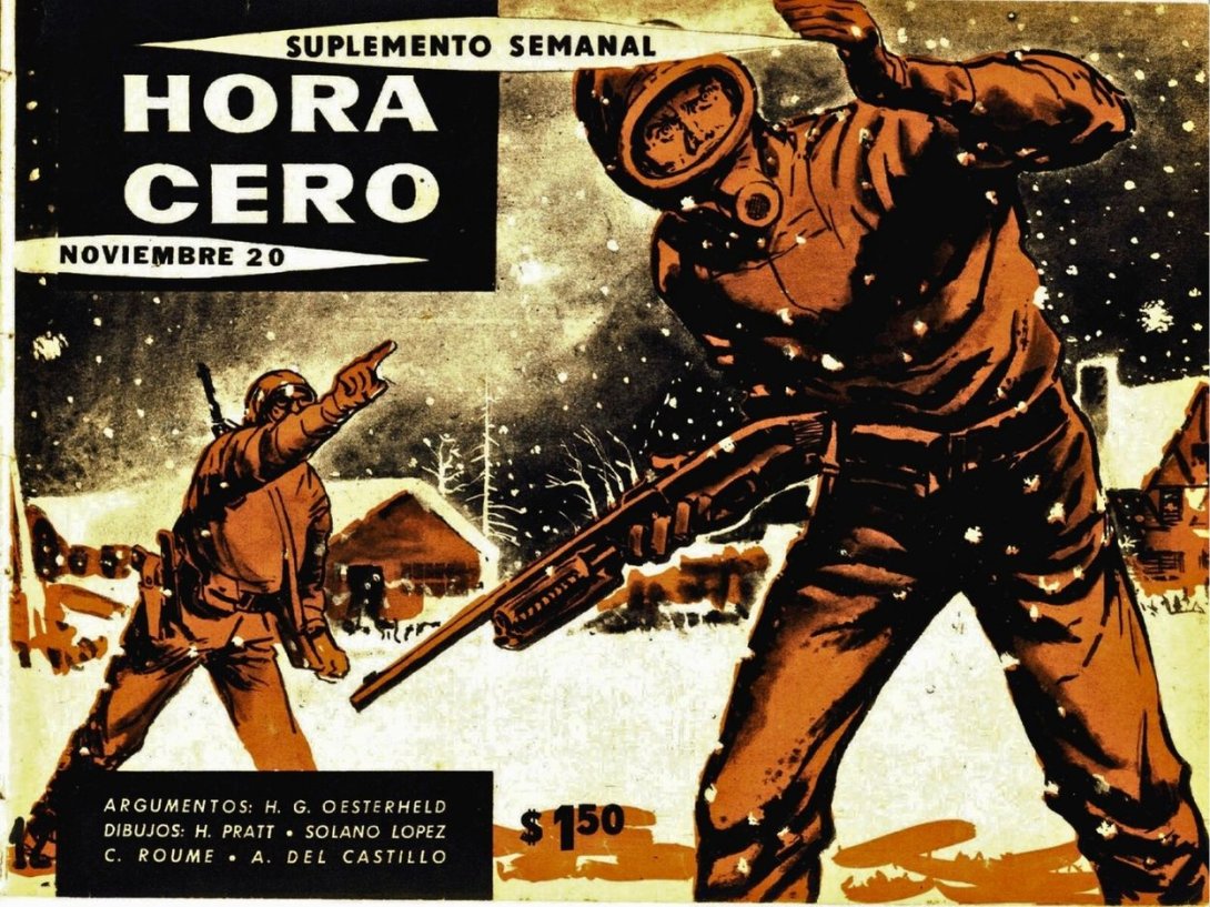 Cubierta de la publicación original de la historieta argentina "El Eternauta" escrito por H. G. Oesterheld y dibujado por Francisco Solano López (1957) para el suplemento semanal "Hora Cero".
