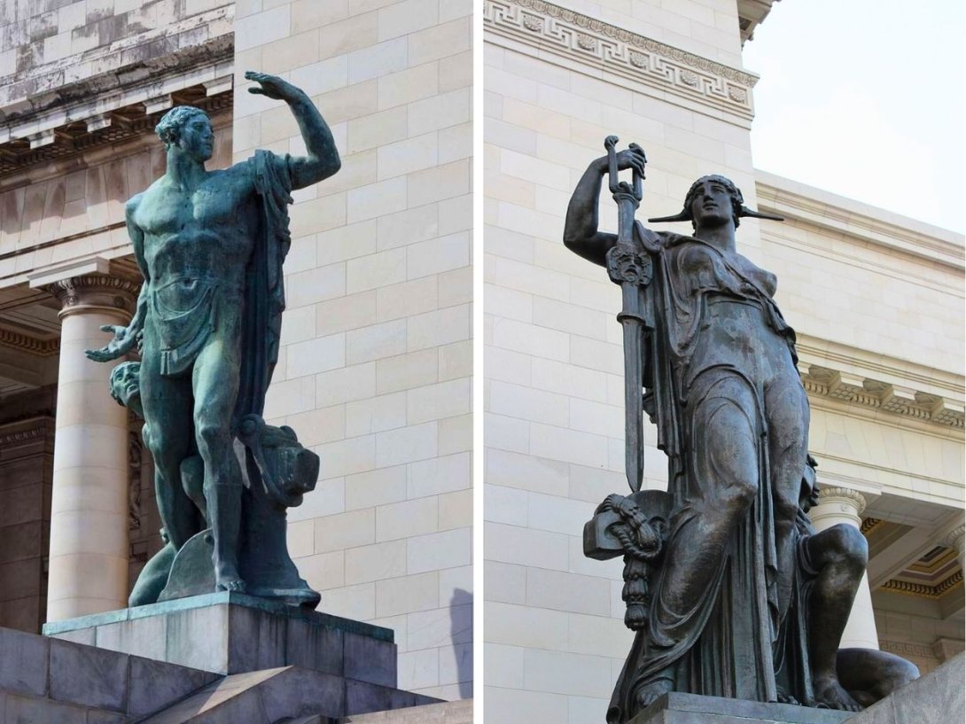 Esculturas que representan al Trabajo y la Virtud a la entrada del Capitolio de La Habana. Autor: Angelo Zanelli.