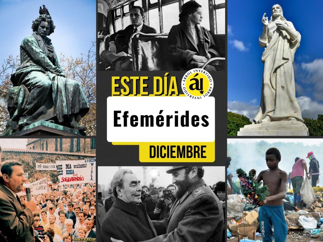 Collage de fotos. Portada de  Este día, efemérides de Diciembre. 