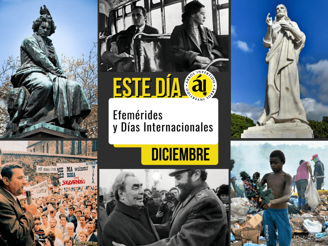 Collage de fotos. Portada de  Este día, efemérides de Diciembre. 