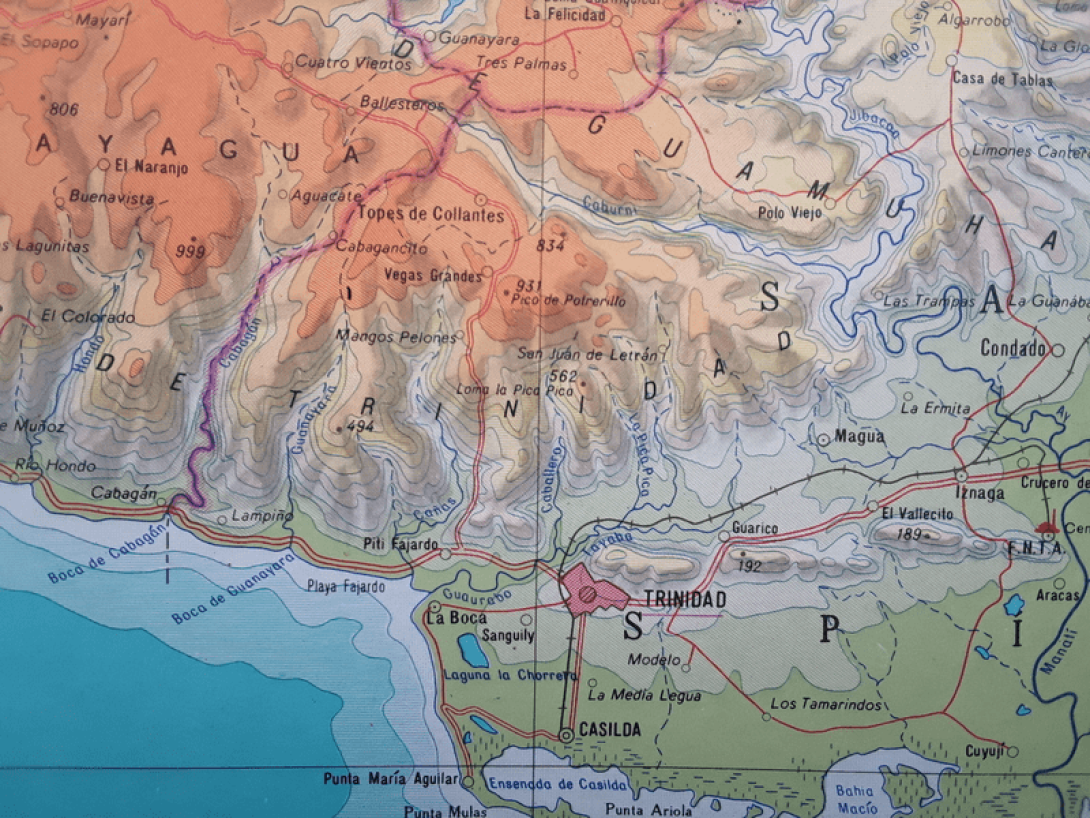 Mapa de las Alturas de Trinidad y la localidad que le da nombre.