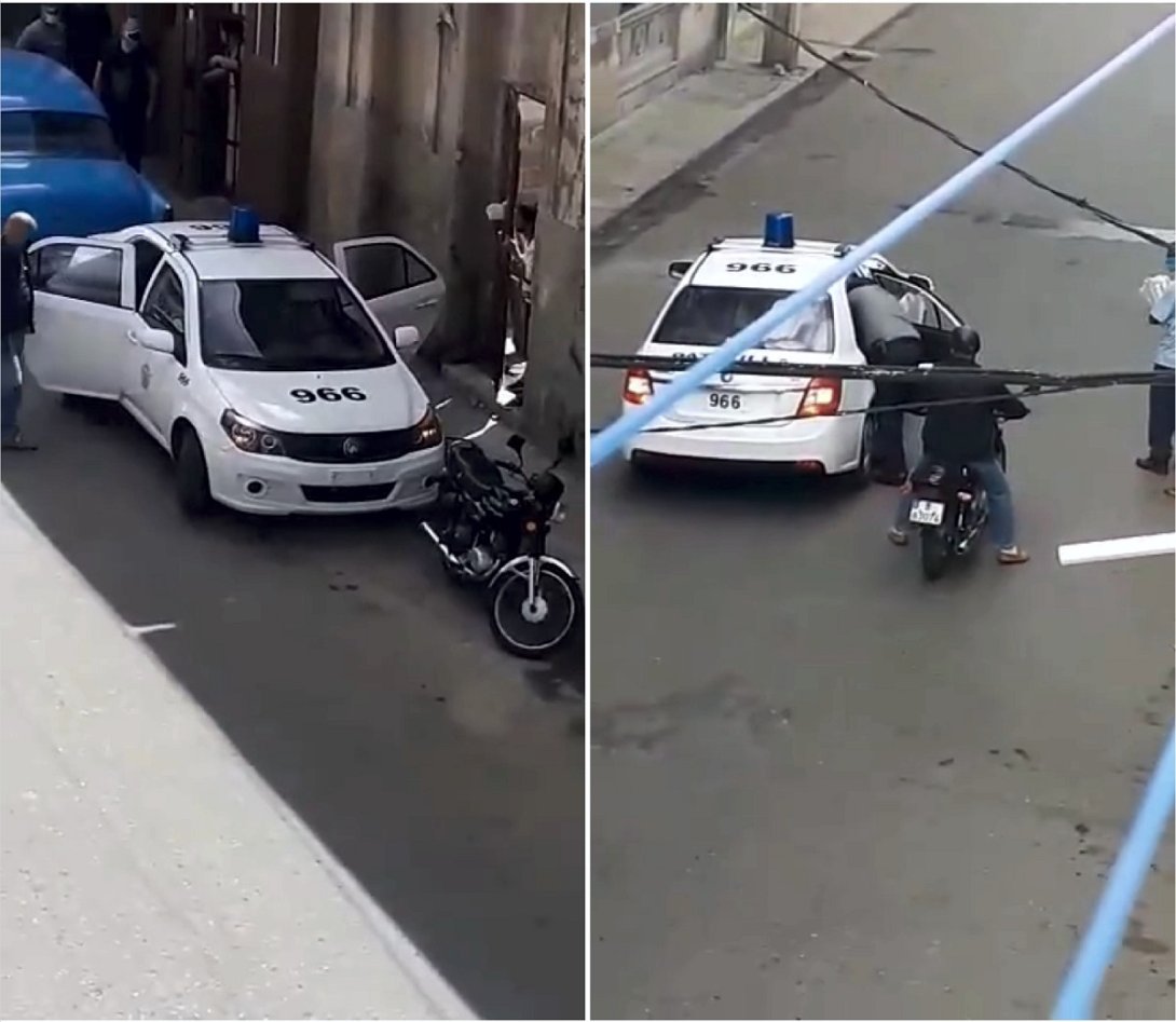 Detención de Maykel Osorbo. Patrullas de policía