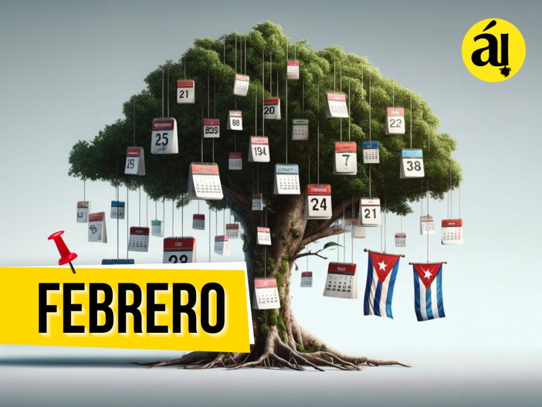 Fechario 1 de Árbol Invertido - 2 - Febrero - Árbol con almanaques y banderas
