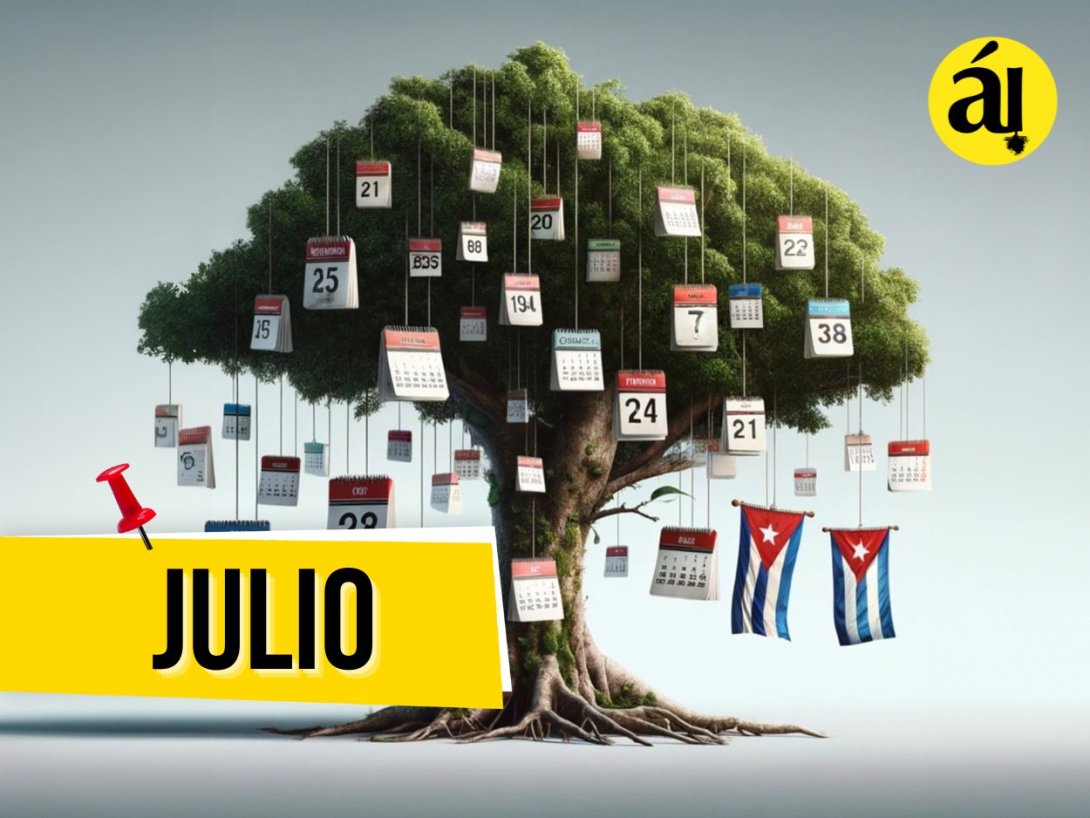 Fechario 1 de Árbol Invertido - 7 - Julio - Árbol con almanaques y banderas