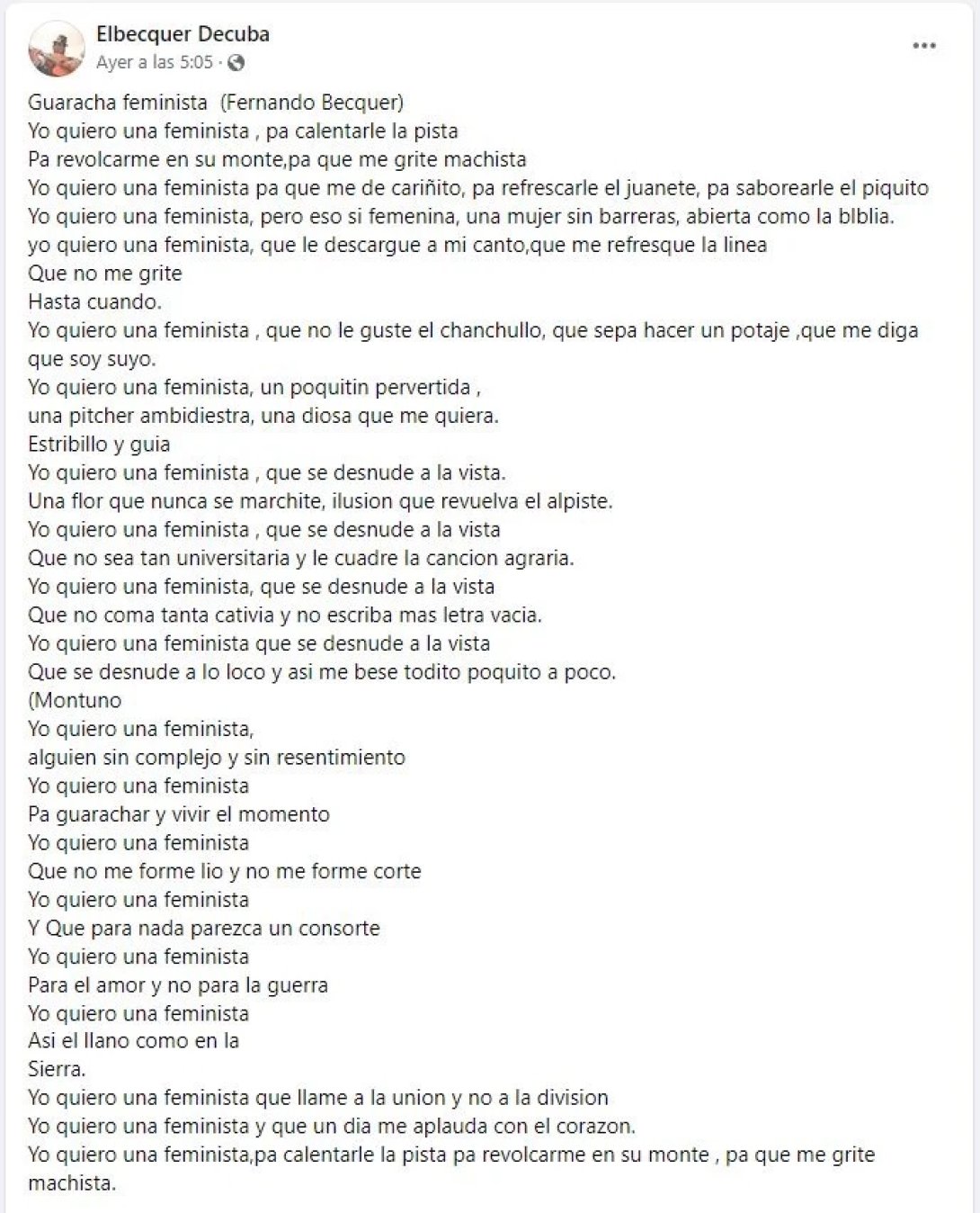 Canción misógina de Fernando Bécquer.