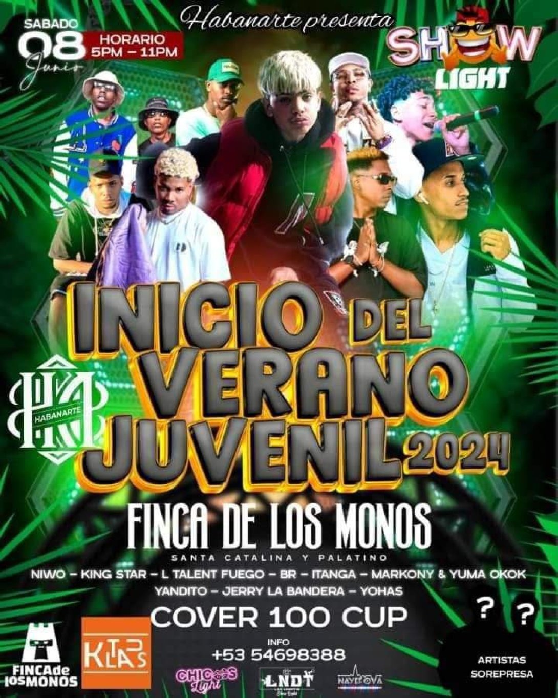 Cartel promocional de la fiesta en la Finca de los Monos.