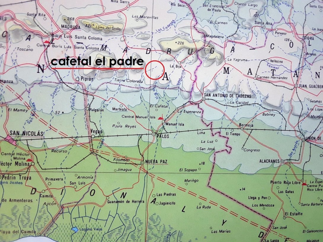 Localización de El Padre en el Atlas de Cuba de 1978. Escala 1 en 300 000