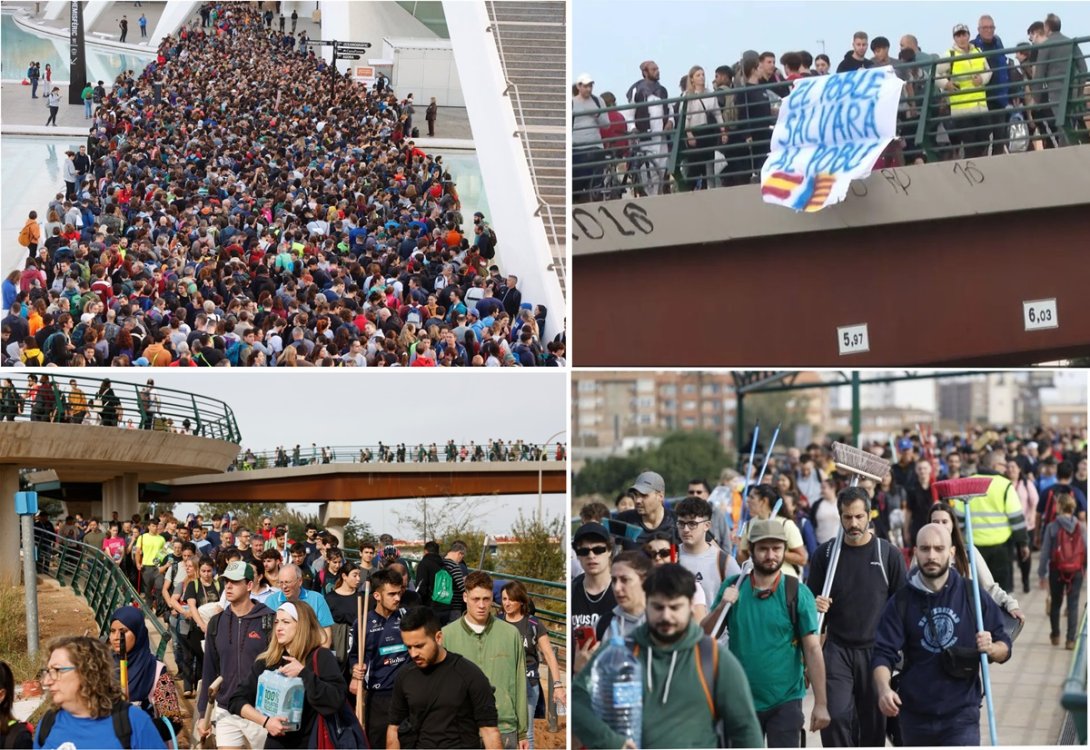 Multitudes acuden a brindar solidaridad en Valencia después de la trágica riada