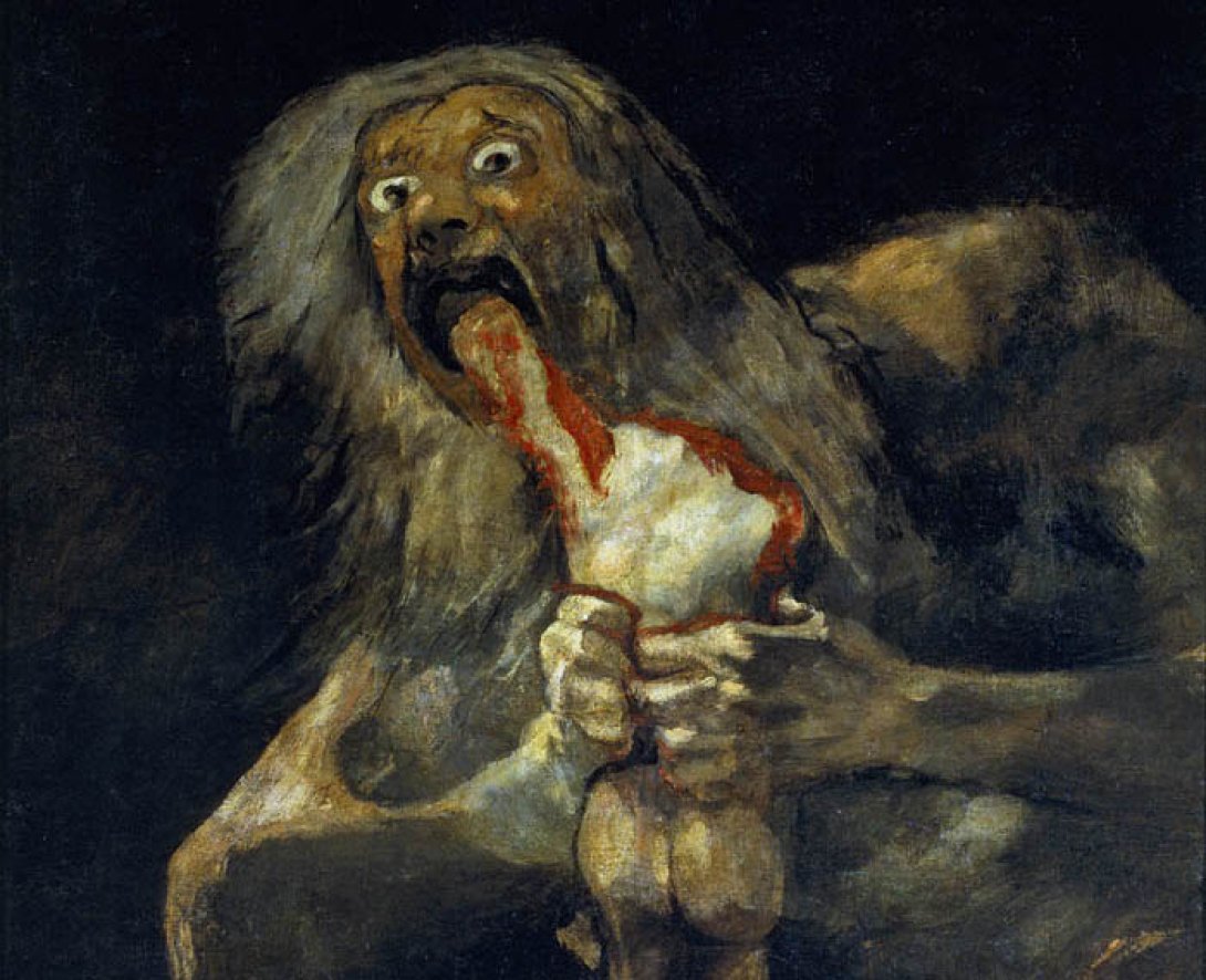 Francisco de Goya: "Saturno devorando a su hijo" (1820-1823), detalle.