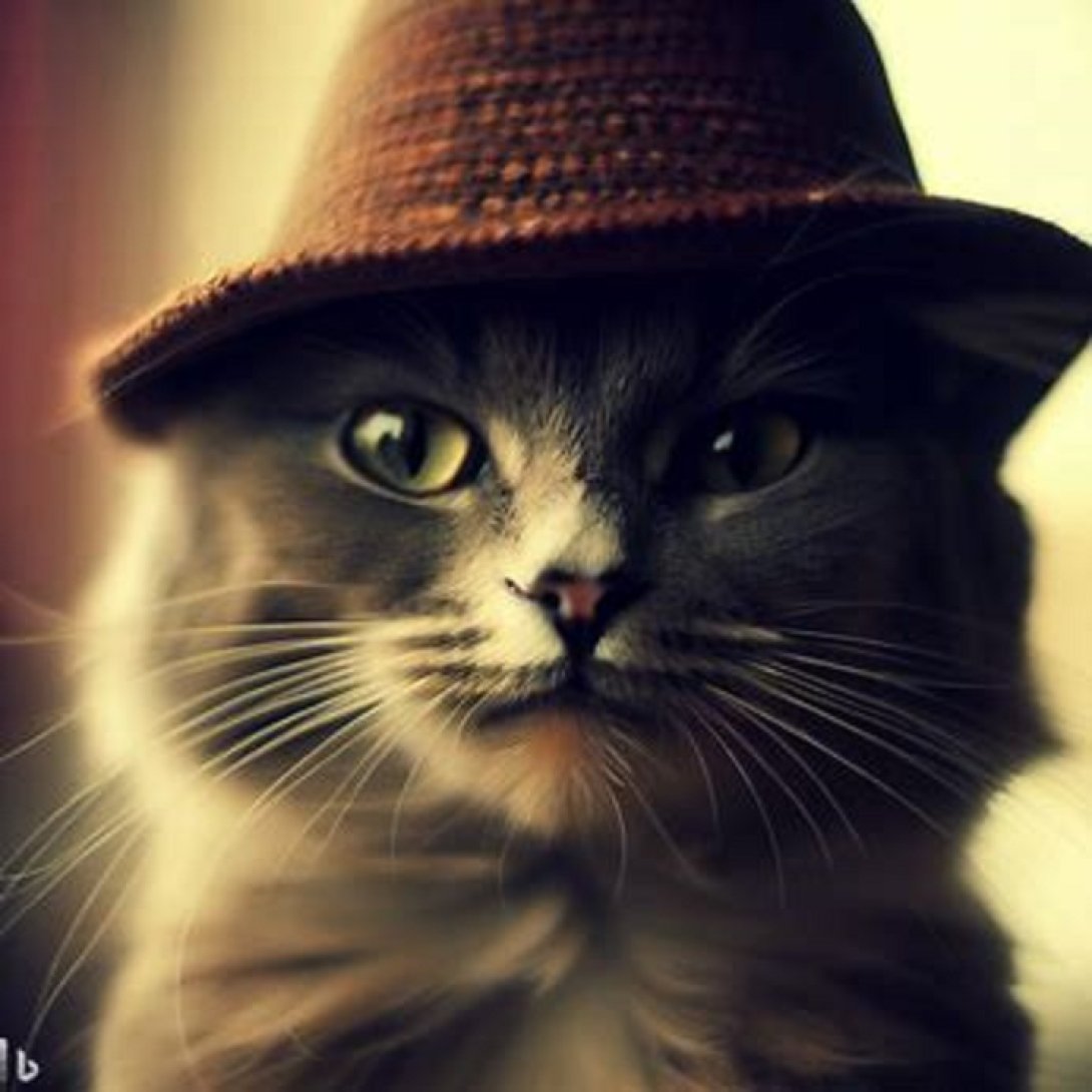 Gato con sombrero generado por IA.