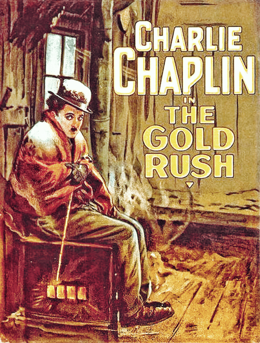 Cartel de "La quimera del oro", película de Charles Chaplin.
