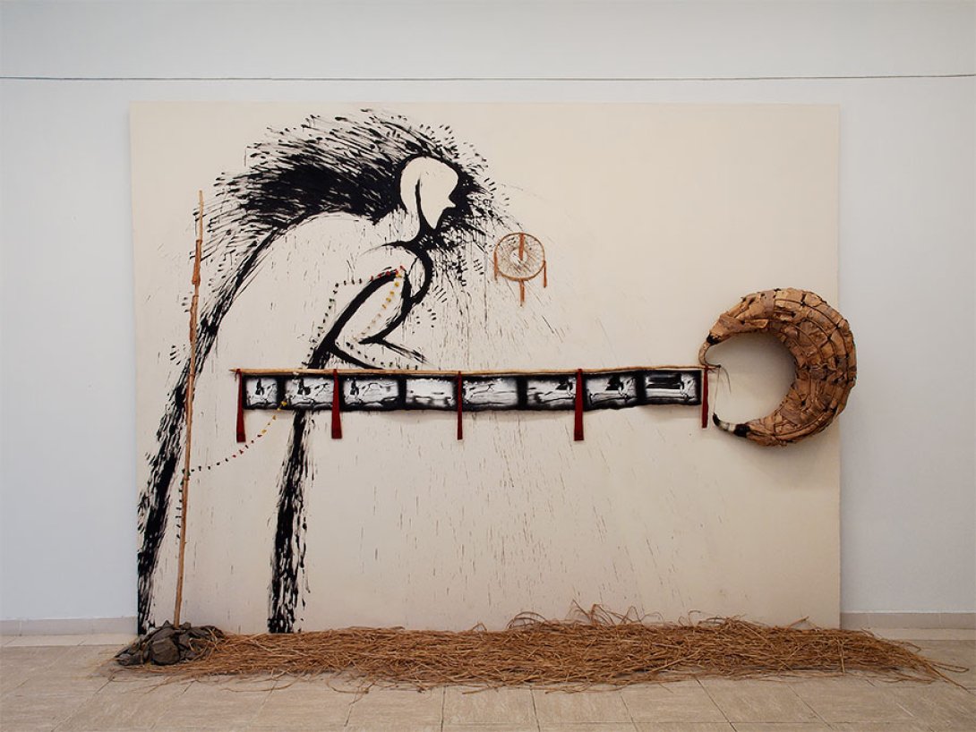 "El golpe del tiempo" (1986) de José Bedia. Colección del Museo Nacional de Bellas Artes, Cuba.