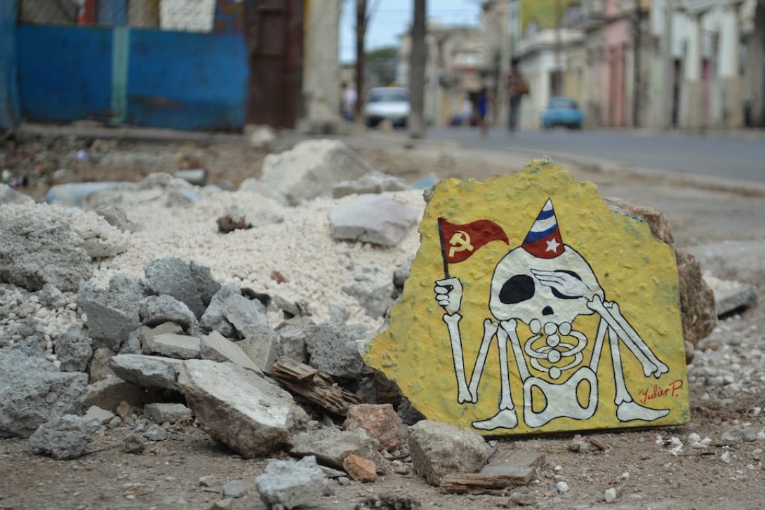 El grafiti "Comandante en Jefe", del artista cubano Yulier Rodríguez.