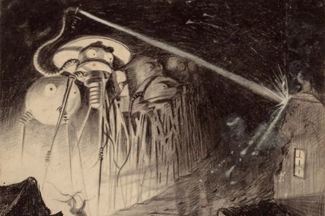Ilustración de una edición de 1906 de "La guerra de los mundos", de Herbert G. Wells. | Imagen: Henrique Alvim Corréa.