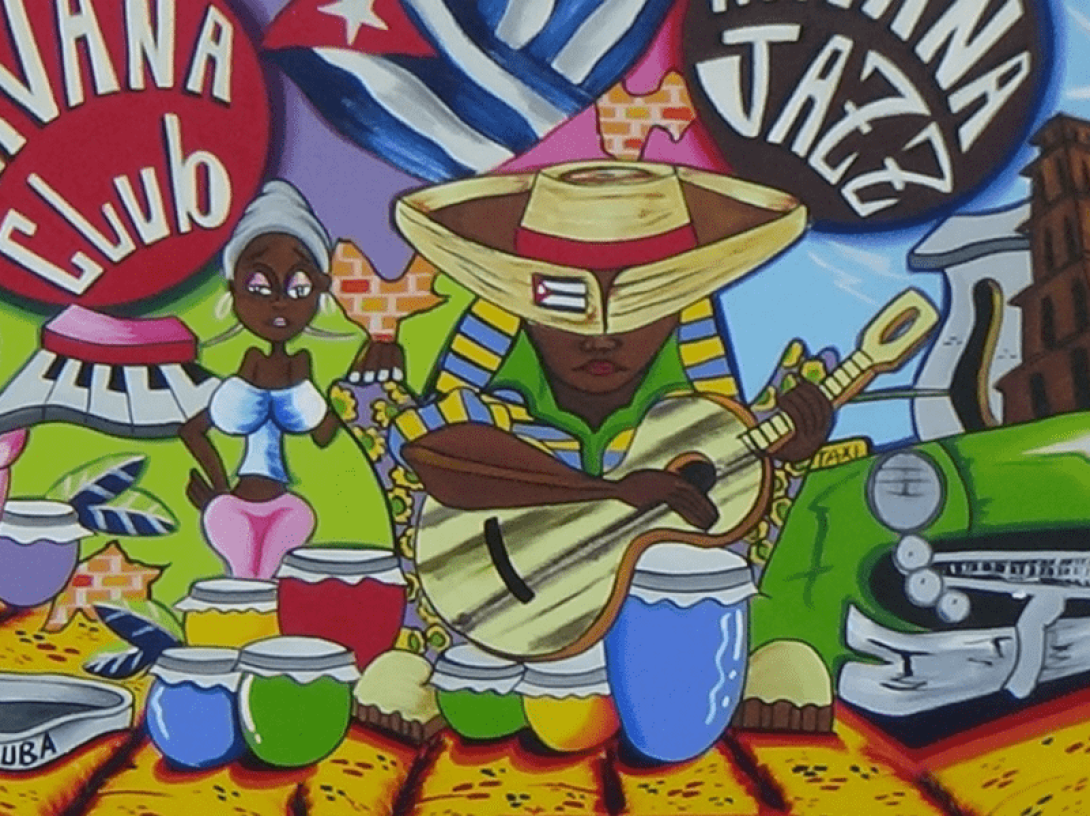 Símbolos variados de Cuba y su cultura. 