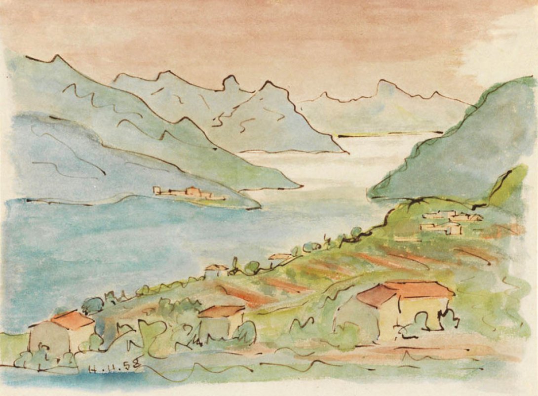 Hermann Hesse: "Montagnola, vista contra Porlezza" (1938).