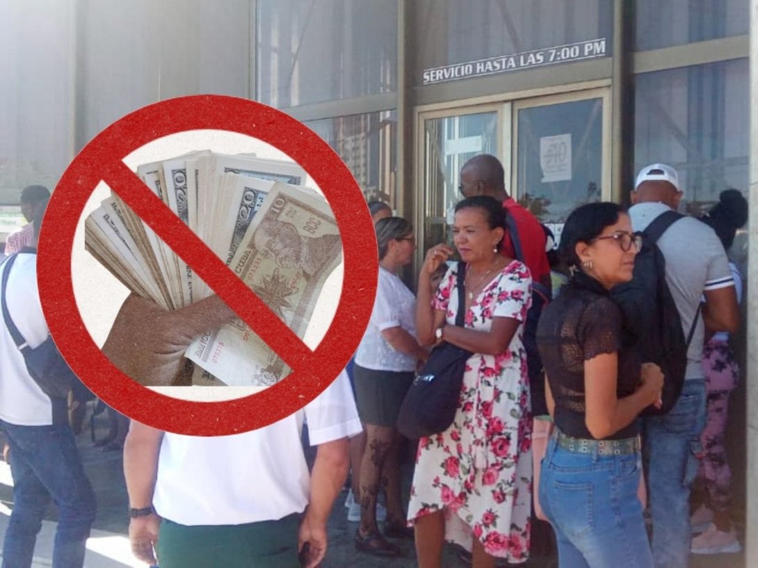 Habitantes de Santiago de Cuba haciendo cola durante horas afuera de un banco de la ciudad para extraer dinero en efectivo (abril de 2026).