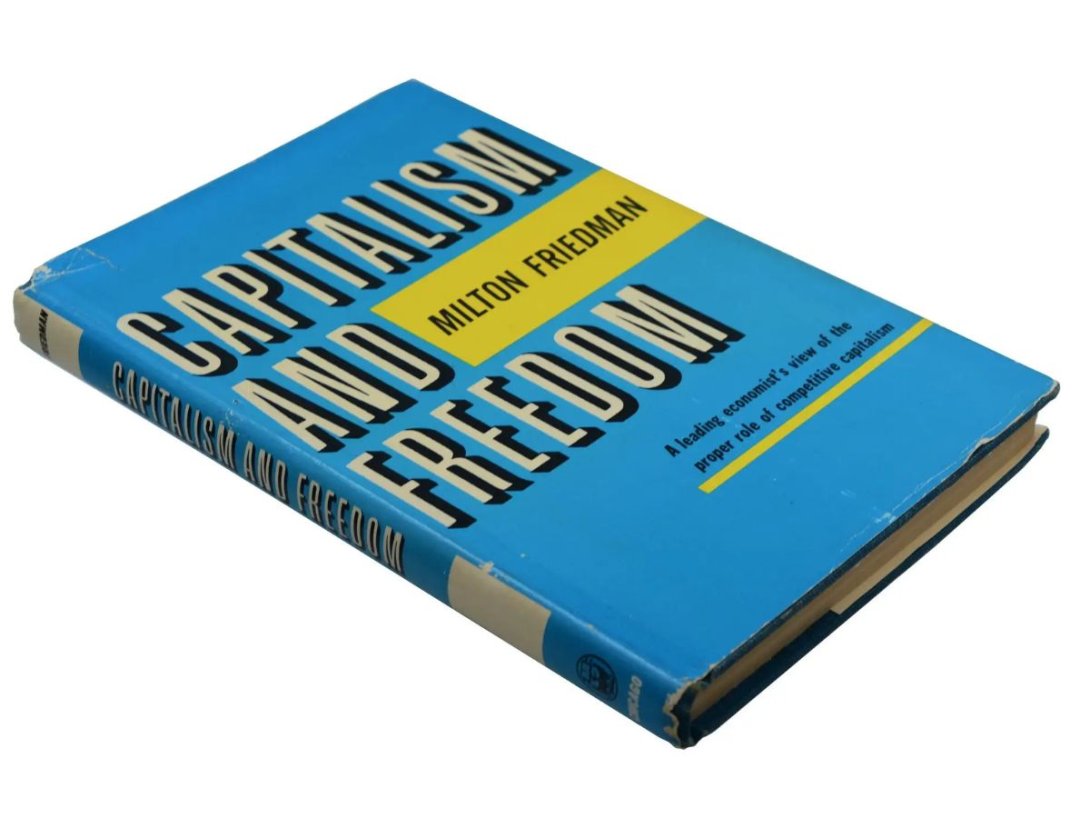 Primera edición de "Capitalismo y Libertad" de Milton Friedman. University of Chicago Press (1962). 