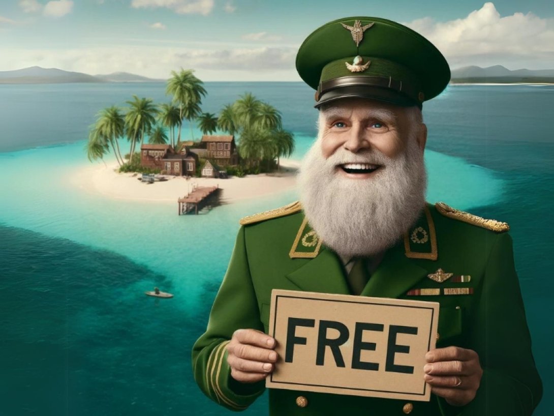 Caricatura de Fidel regalando una isla.