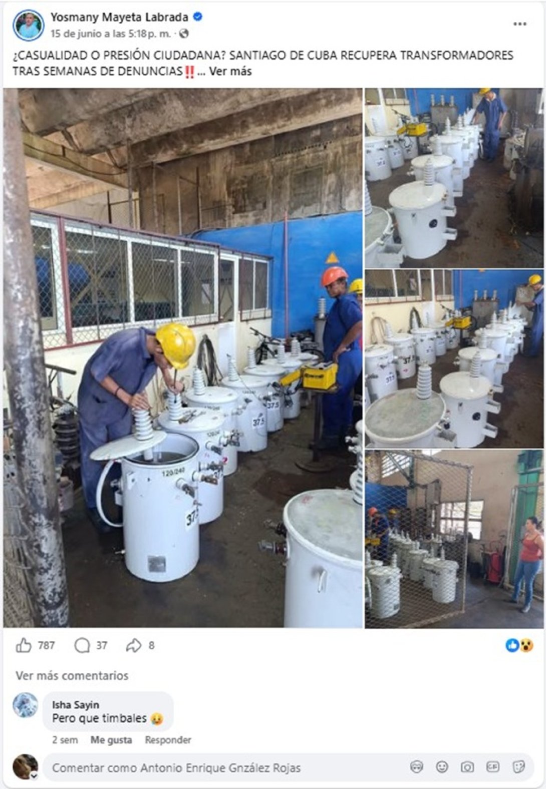 Publicación en Facebook de Yosmani Mayeta Labrada.