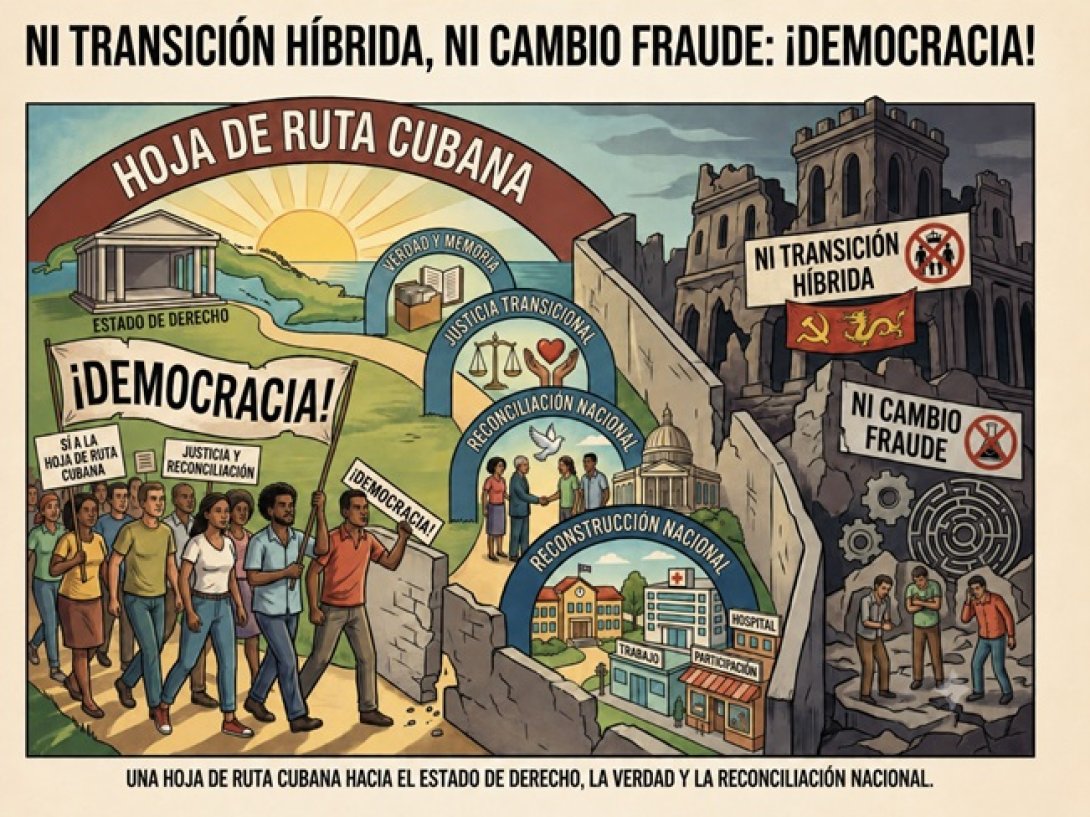 Infografía sobre la necesidad de una verdadera transición democrática en Cuba. Imagen: Centro de Estudios Convivencia (2026).