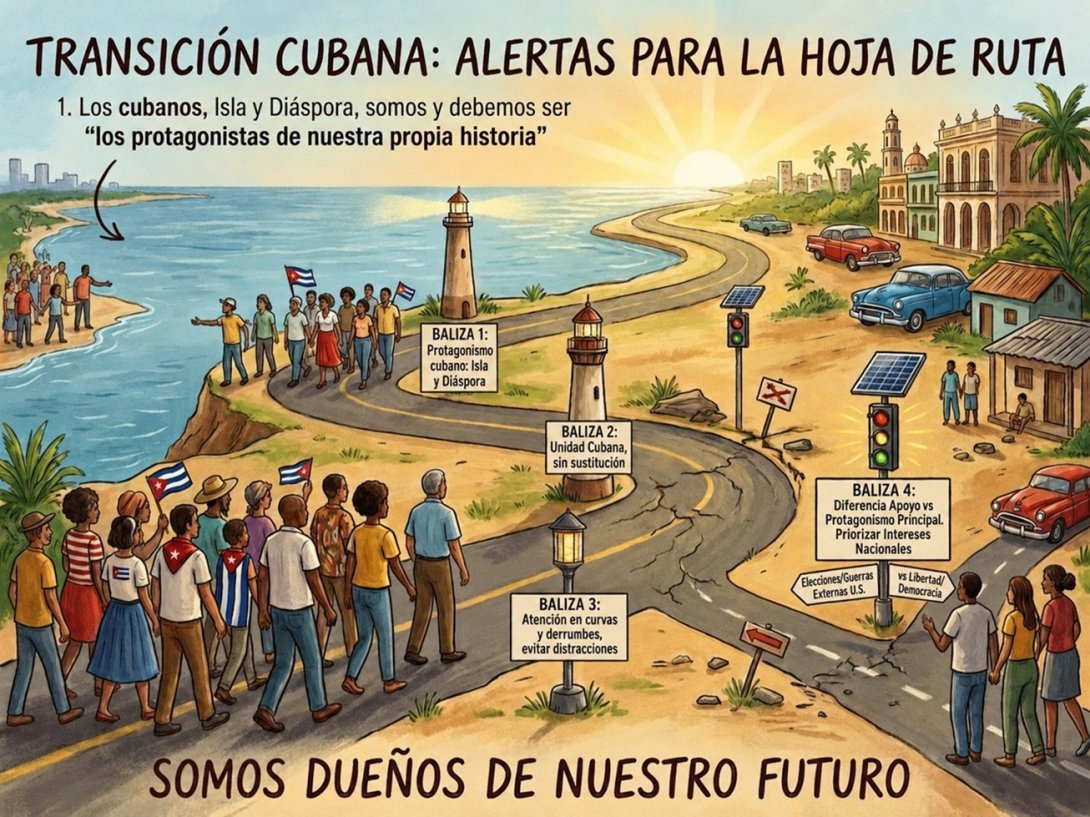 Infografía del Centro de Estudios Convivencia sobre las principales alertas y prioridades propuestas para una transición democrática en Cuba.