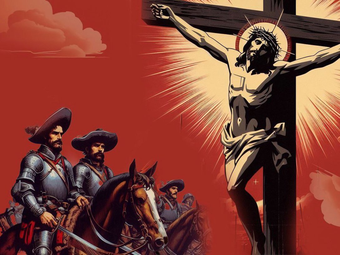 Jesús Crucificado frente a soldados españoles