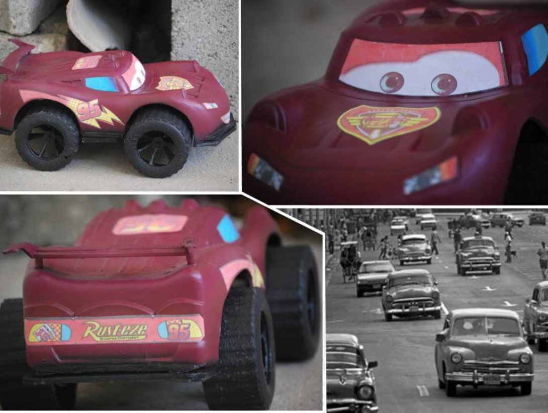 Juguetes artesanales cubanos. Coches de carrera.