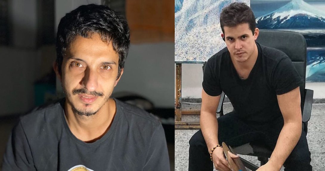 Los artistas cubanos Julio Llópiz y Richard Somonte.