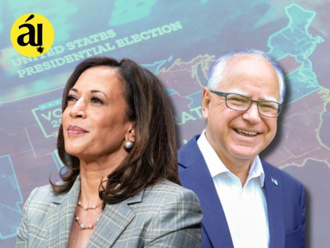 La candidata presidencial Kamala Harris y Tim Walz, su compañero de fórmula.