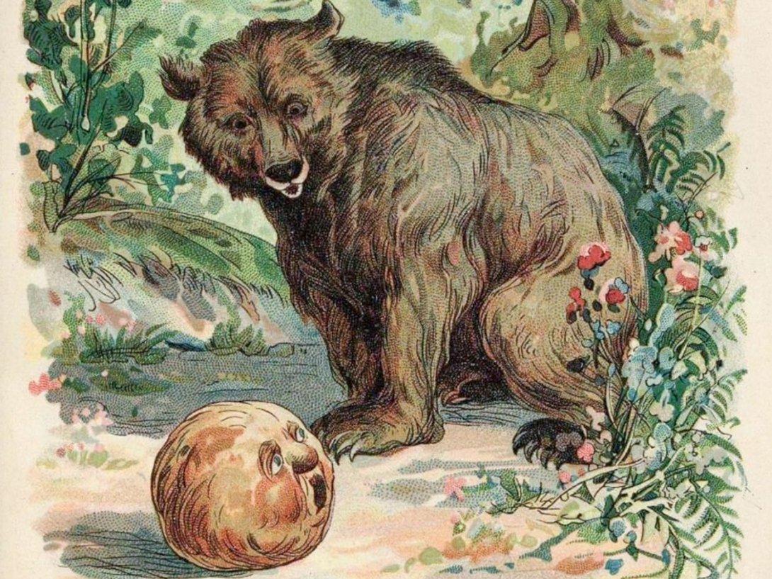 Ilustración del cuento tradicional ruso "Kolobok".