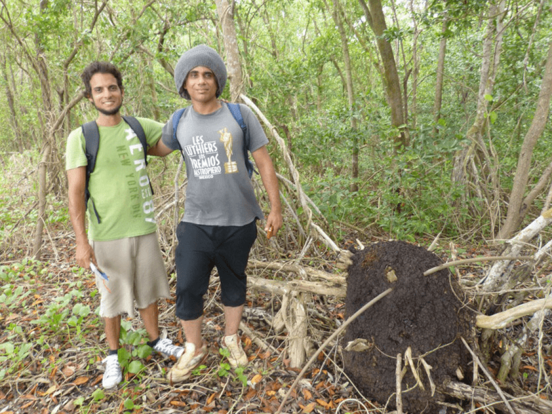 Dos personas en el bosque. 