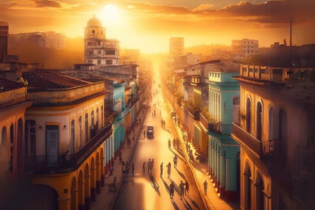 Ilustración de un atardecer en Camagüey.