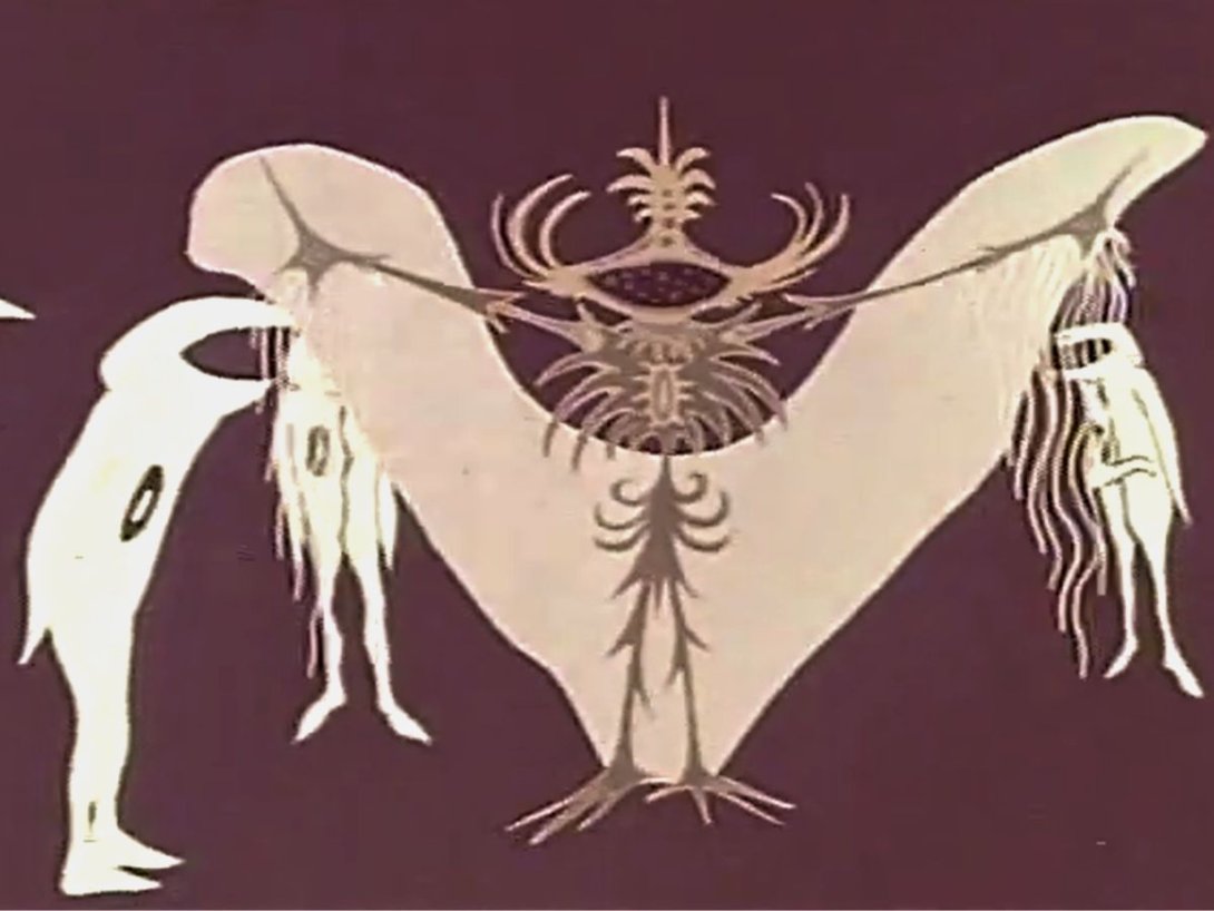 Fotograma del cortometraje animado cubano "Los incrédulos" (1970), dirigido por Hernán Henríquez.