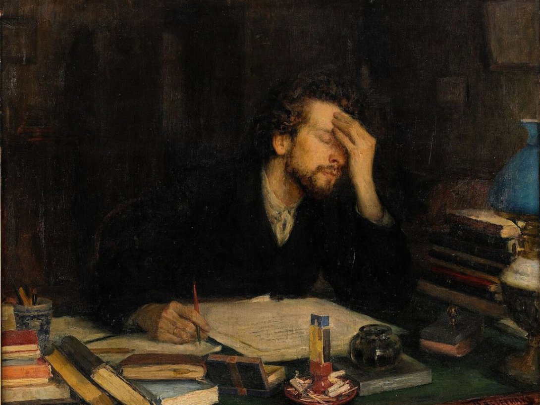 "Los tormentos del trabajo creativo", Leonid Pasternak (1892).