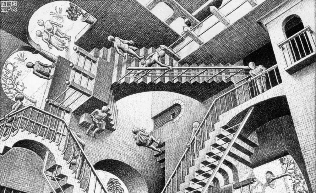 M.C. Escher: "Relatividad" (1953), detalle.