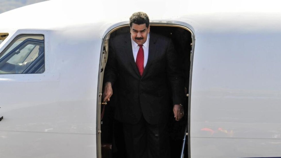 Nicolás Maduro en su avión presidencial.