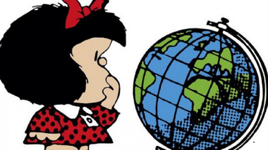 Mafalda y la bola del mundo.