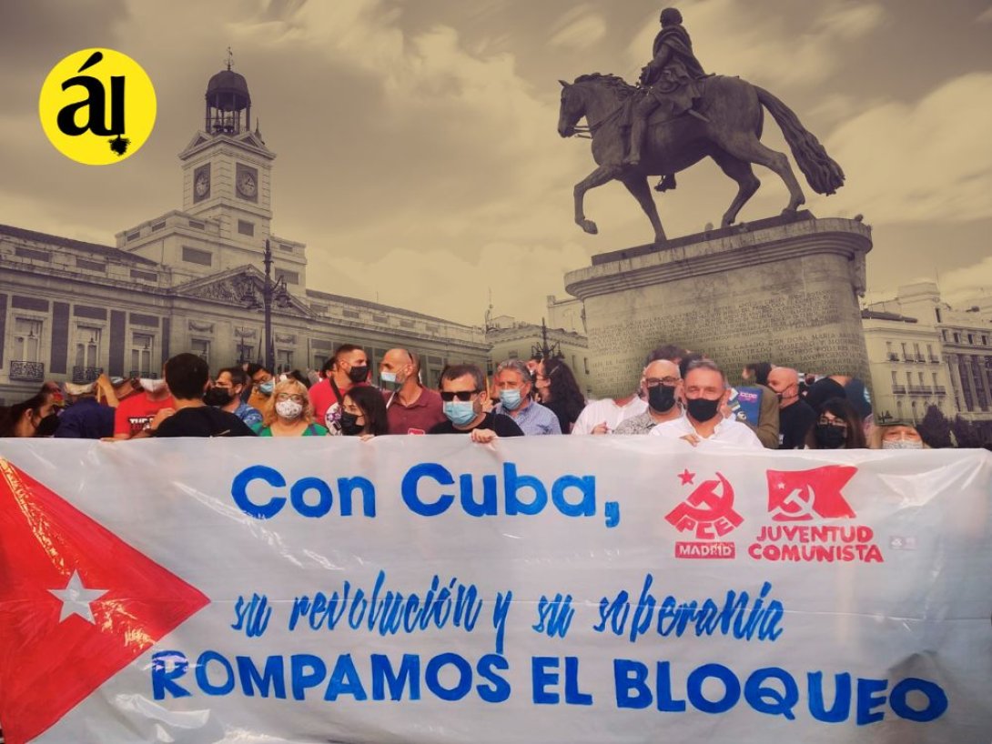 Manifestación pro régimen cubano en Madrid.