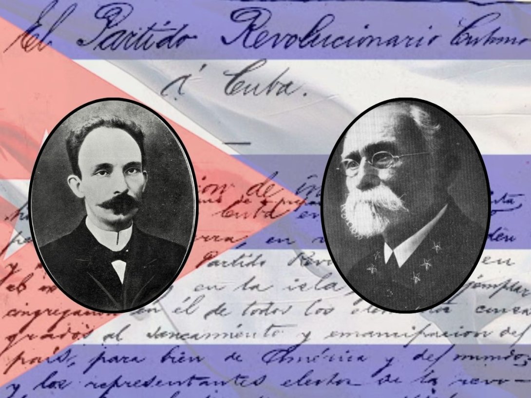 José Martí, Máximo Gómez y fragmento del "Manifiesto de Montecristi".