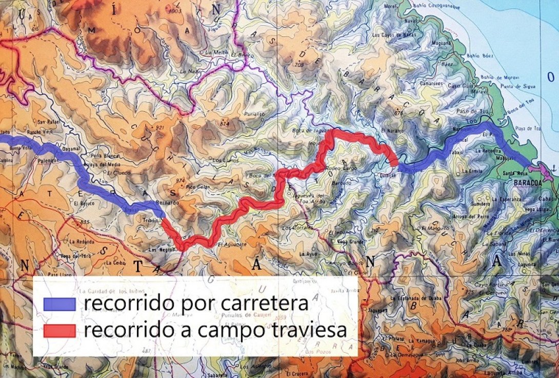 Mapa de la excursión a Toa