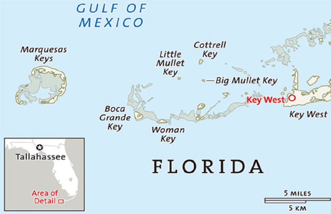 Mapa de cayos de la Florida. Fuente: Savetheseaturtle.