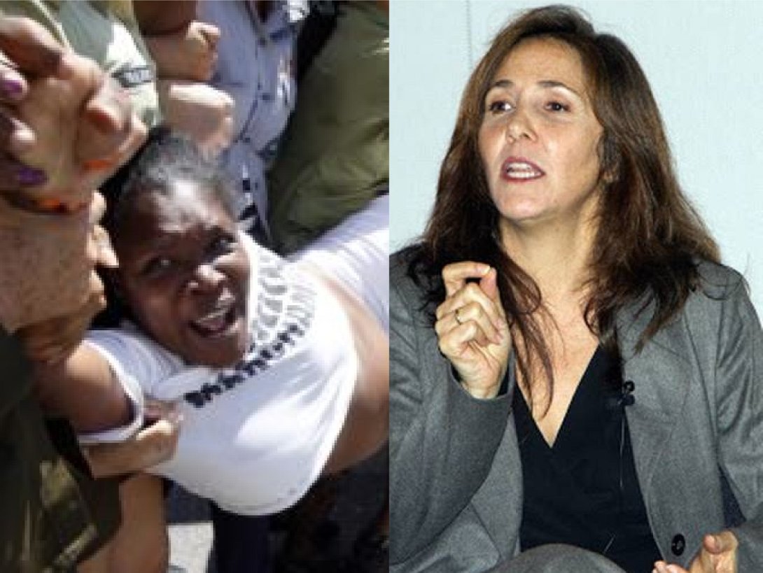 Una dama de Blanco reprimida en Cuba y Mariela Castro.