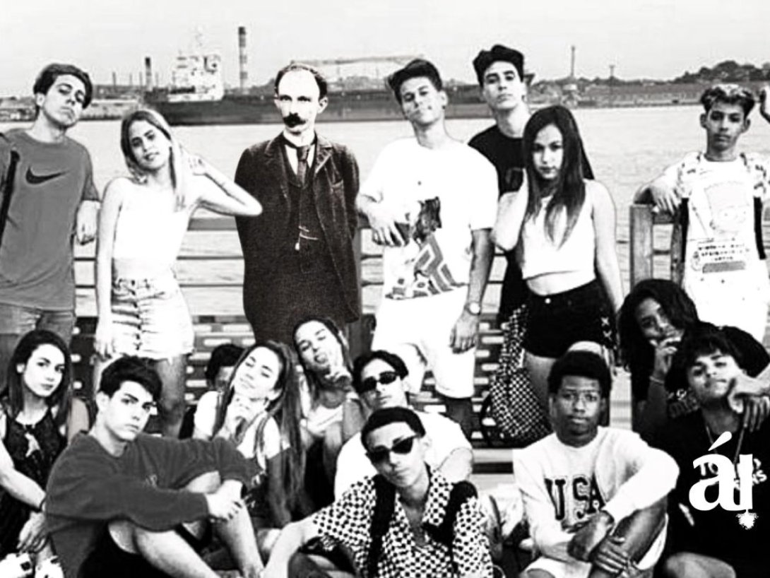 José Martí entre jóvenes.