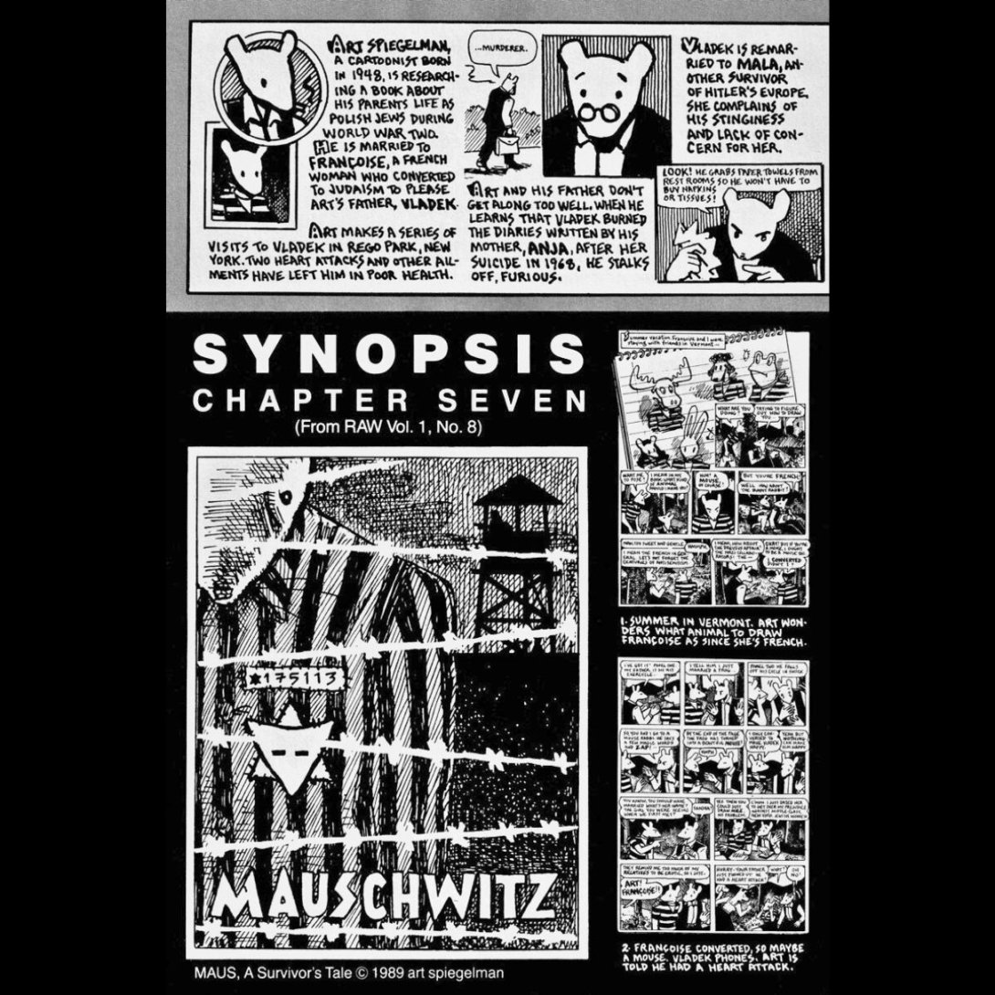 Página inicial del capítulo 7 de la historieta estadounidense "Maus" de Art Spiegelman.