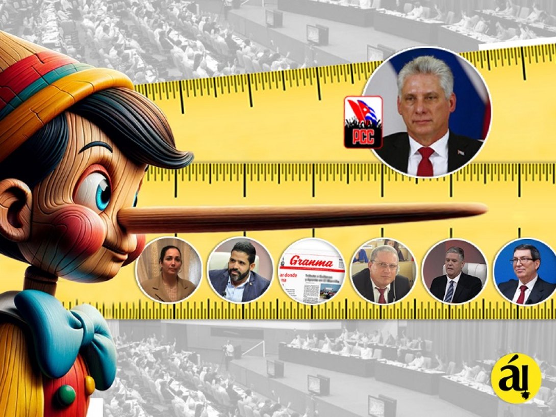 La nariz estirada de Pinocho junto a Díaz-Canel y otros políticos cubanos